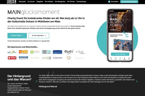 In der Kulturhalle Schanz in Mühlheim am Main findet in Kooperation mit Eventbooking24, Radio Frankfurt, deren Botschaftern und dem Erasmus Gymnasium das Charity-Event MAINglücksmoment für krebskranke Kinder statt