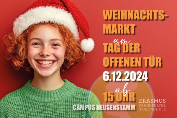 Ankündigung Weihnachten und Tag der offenen Tür am Erasmus Gymnasium